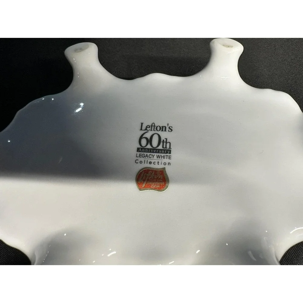 Lefton 60th Anniversary Legacy White Porcelain Rose Lattice Footed Trinket Box